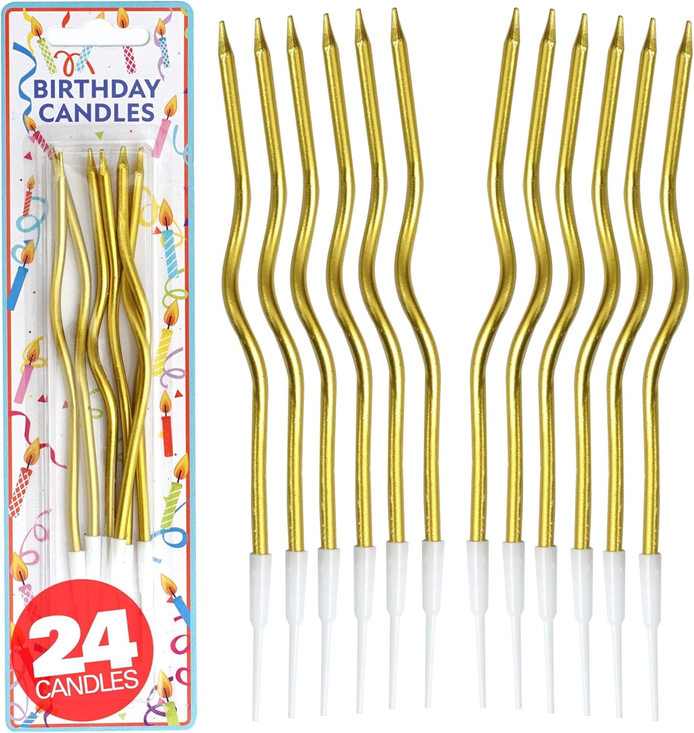 24 Count Gold Spiral Metallic Birthday Candles, Cake Candles, Birthday ...