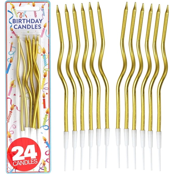 24 Count Gold Spiral Metallic Birthday Candles, Cake Candles, Birthday ...