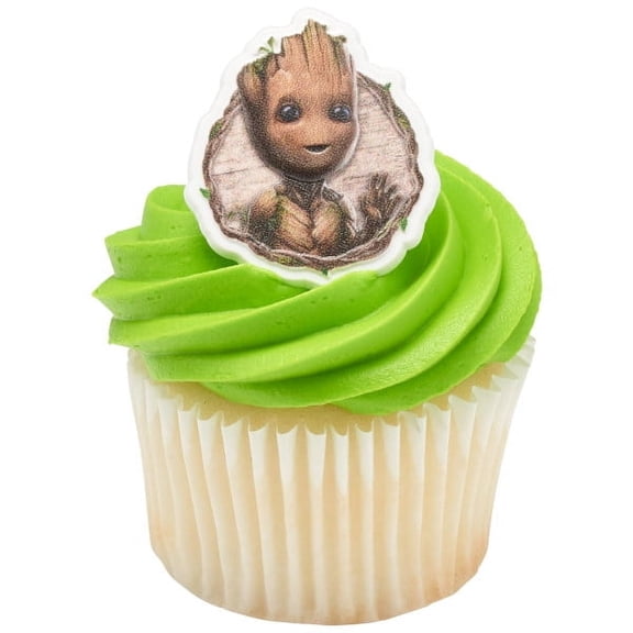 24 Count - Groot Cupcake  Topper Rings and Party Favor