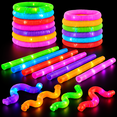 Stick Point Up 24 Count Light Up Glow Stick Party Favors Bracelet Necklace Set ...