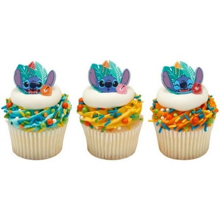 24 Count - Lilo and Stitch Ohana Energy Cupcake Topper Rings and Party Favors