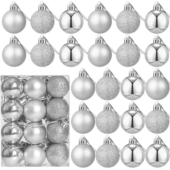 24 Count Mini Ornaments for Mini Christmas Tree, Small Shatterproof Christmas Tree Ornaments Balls Party Decorations, 1.2 Inch