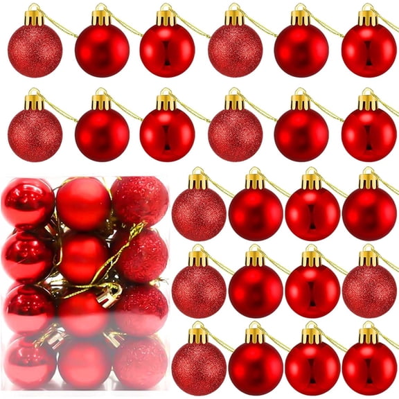 24 Count Mini Ornaments for Mini Christmas Tree, Small Shatterproof Christmas Tree Ornaments Balls Party Decorations, 1.2 Inch