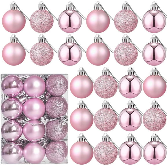 24 Count Mini Ornaments for Mini Christmas Tree, Small Shatterproof Christmas Tree Ornaments Balls Party Decorations, 1.2 Inch
