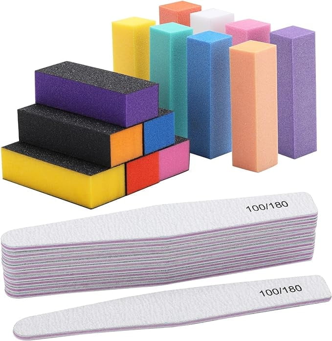 24 Count Nail Files and Buffers Kit 100/180 Grit Manicure Files 80/120