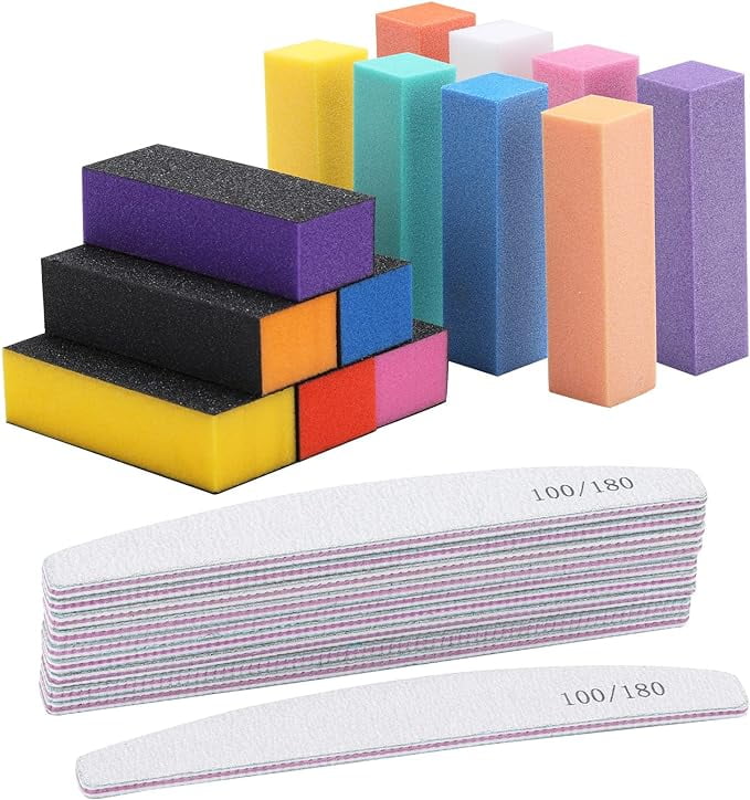 24 Count Nail Files and Buffers Set 100/180/80/120 Grit Coarse and