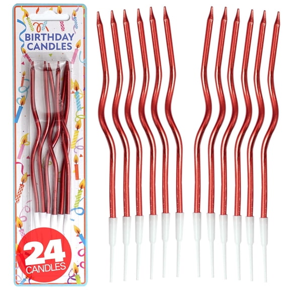 24 Count Red Spiral Metallic Birthday Candles, Cake Candles, Birthday Parties, Wedding Party, Spiral Candles, Gold Birthday Candles