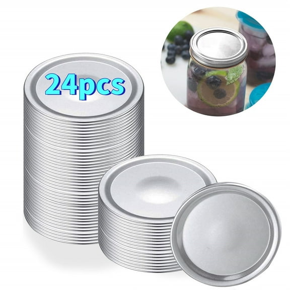 24-Count,Regular Mouth Canning Lids for Ball,Split-Type Metal Mason Jar Lids for Canning - Leak Proof and Food Grade Material,100% Fit & Airtight for Regular Mouth Jars (Regular Mouth)