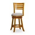 thumbnail image 1 of 24" Counter Height Slat Back Swivel Stool, Natural Finish, Beige Fabric Seat, 1 of 9