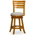 thumbnail image 1 of 24" Counter Height Swivel Stool - Natural Finish, Beige Fabric Seat | Slat Back Design | Solid Wood Frame | Kitchen &amp; Bar Seating, 1 of 8