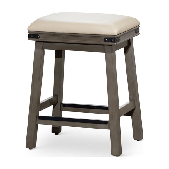 24" Counter Stool - Weathered Gray Bonded Leather - Built to Last - Kitchen & Dining - Modern Elegance