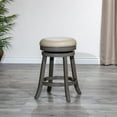 thumbnail image 1 of 24" Counter Stool, Weathered Gray Finish, French Gray Leather Seat, 1 of 4