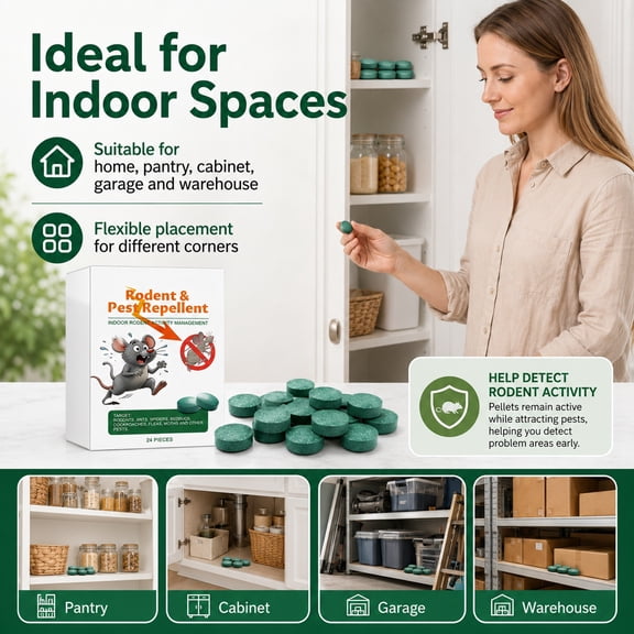 24 Counts Rodent & Pest Repellent Tablets, Natural Indoor Outdoor Pest Deterrent Tablets with Mesh Storage Bags