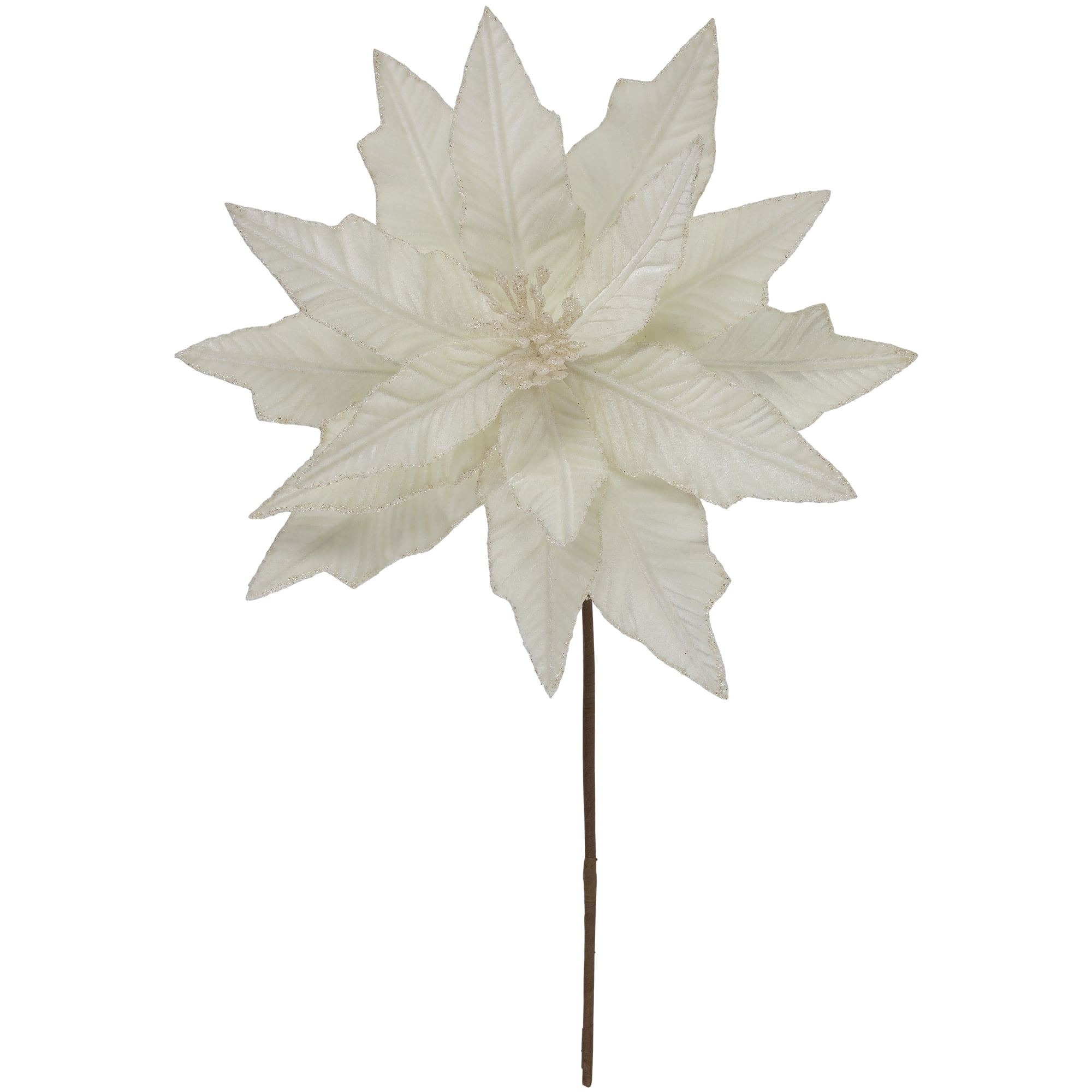 Northlight 24" Cream Glittered Poinsettia Christmas Stem Spray