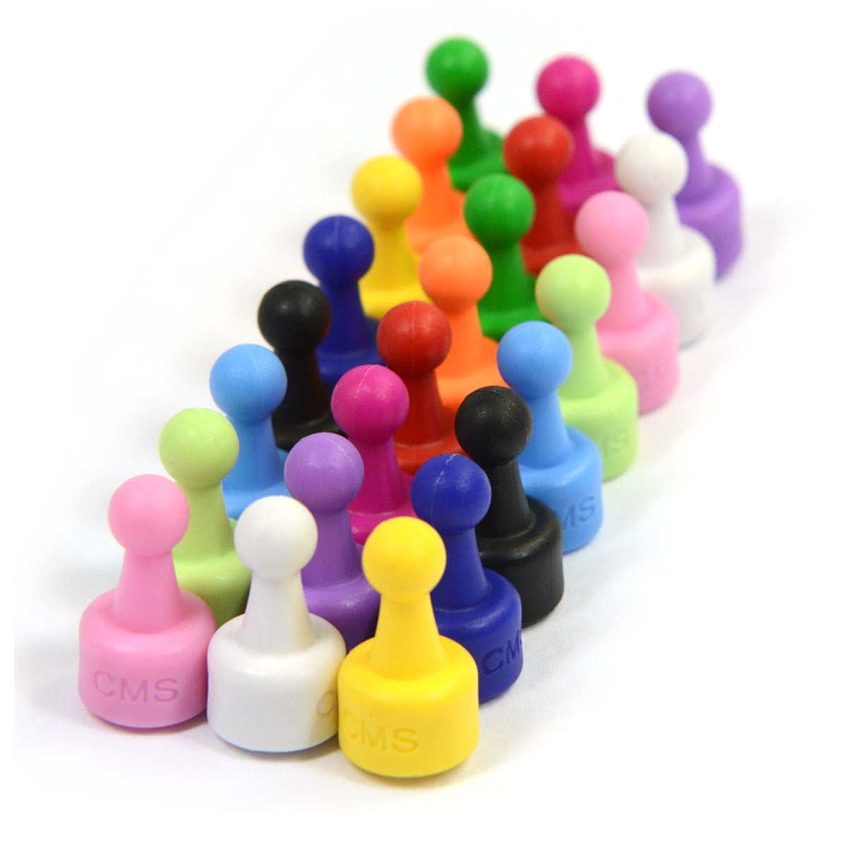 CMS MAGNETICS 24 Ct. NeoPin Assorted Color Magnetic Push pins - Super Strong Neodymium Magnets. Great for Magnetic Whiteboards, Refrigerators, other Applications