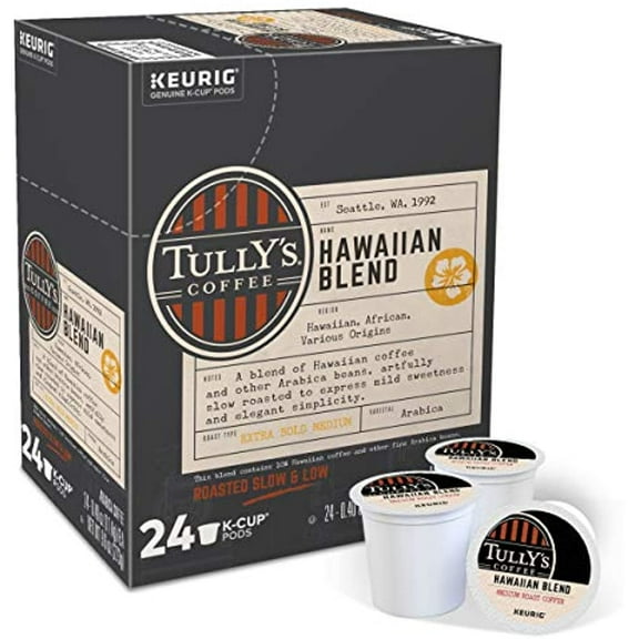 24 Ct Tullys Hawaiian Blend Coffee K-Cup Packs