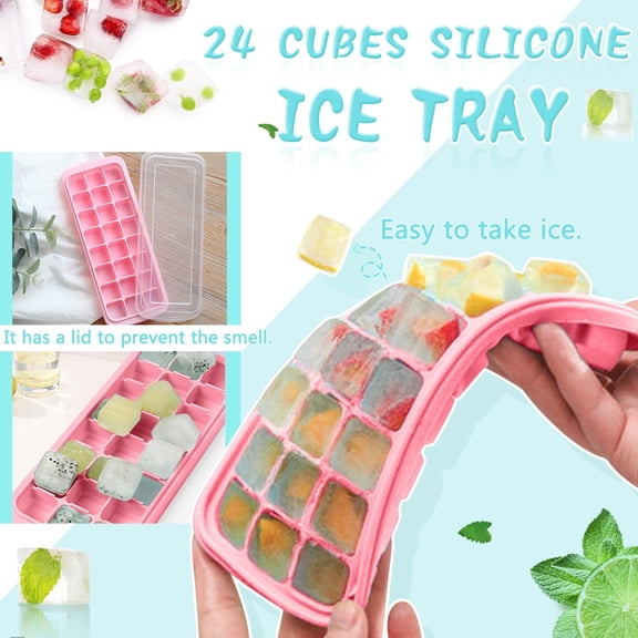 24 Cubes Silicone Ice Tray Silicone Ice Cubes Tray For Freezer Jelly Cubes Mold Tray Ice Cube Mold Easy To Use