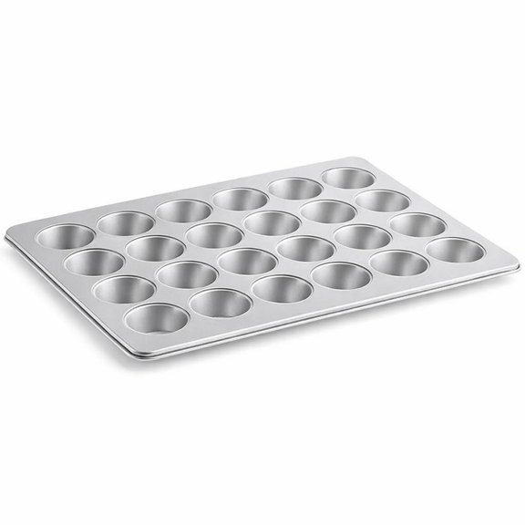 24-Cup Carbon Steel Muffin Pan, Non-Stick Silver Cupcake Baking Sheet, 21.5 x 15.5 Inch, 3.5 oz Capacity per Cup