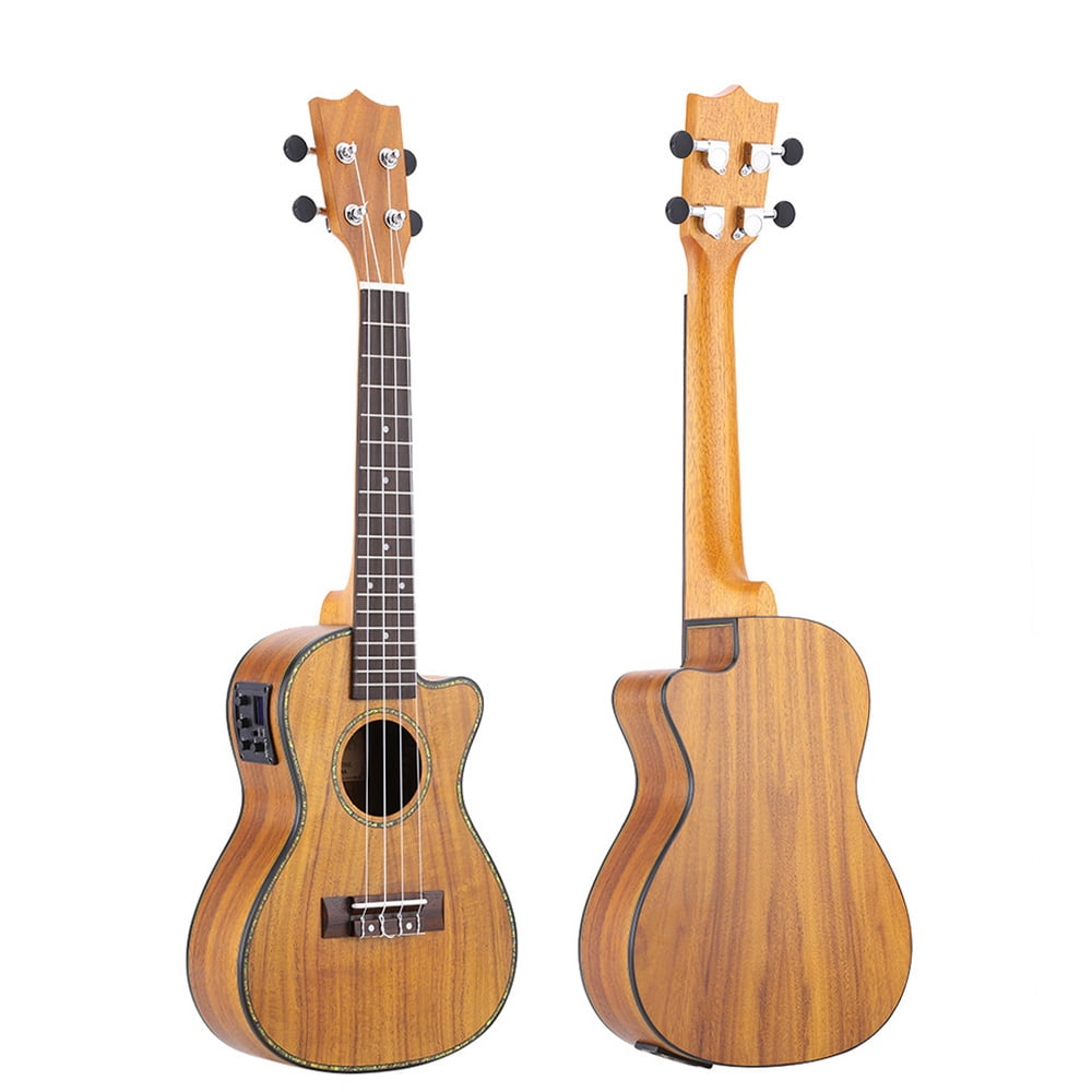 24\ Cutaway Ukulele Ukulele 24-Inch Cutaway Ukulele Hawaii Guitar Instrument LED EQ Koa / Plywood Shell Brims / OX Bone Saddle / 4 Strings