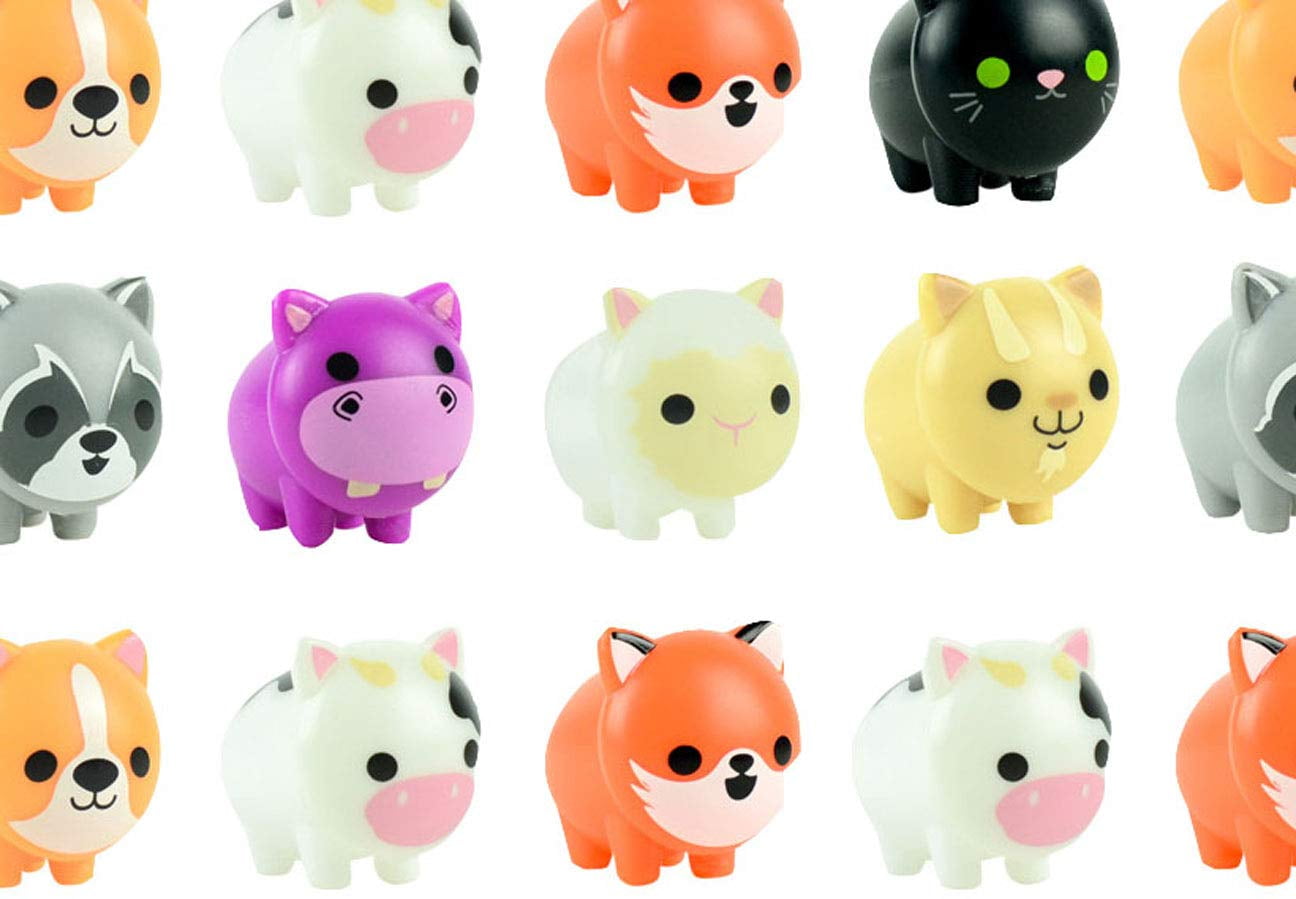 Curious Minds Busy Bags Cute Donut Animal Keychain Figurines - Mini Toys - Easter Egg Filler - Small Novelty Prize Toy - Party Favors - Gift Set of 12 - 1 of Each - (1 Dozen)