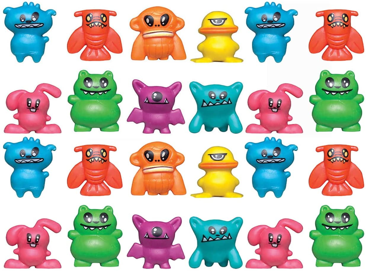 24 Cute Colorful Tiny Monster Figurines - Mini Toys - Small Novelty Prize  Toy - Party Favors - Gift- Easter Egg Filler - Small Novelty Prize Toy 