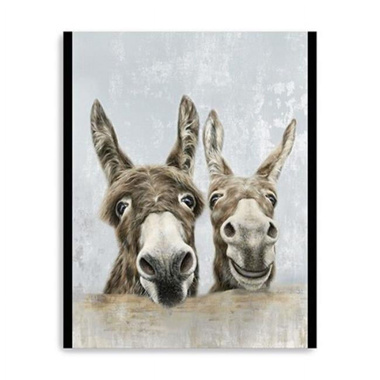 24" Brown Cute Donkeys Canvas Wall Art