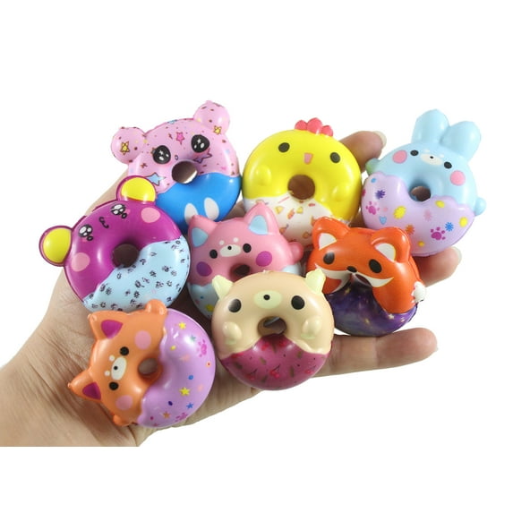 24 Cute Mini Donut Animal Slow Rise Squishy Toys - Mini Tiny Animals - Memory Foam Party Favors, Prizes, OT (2 DOZEN RANDOM)
