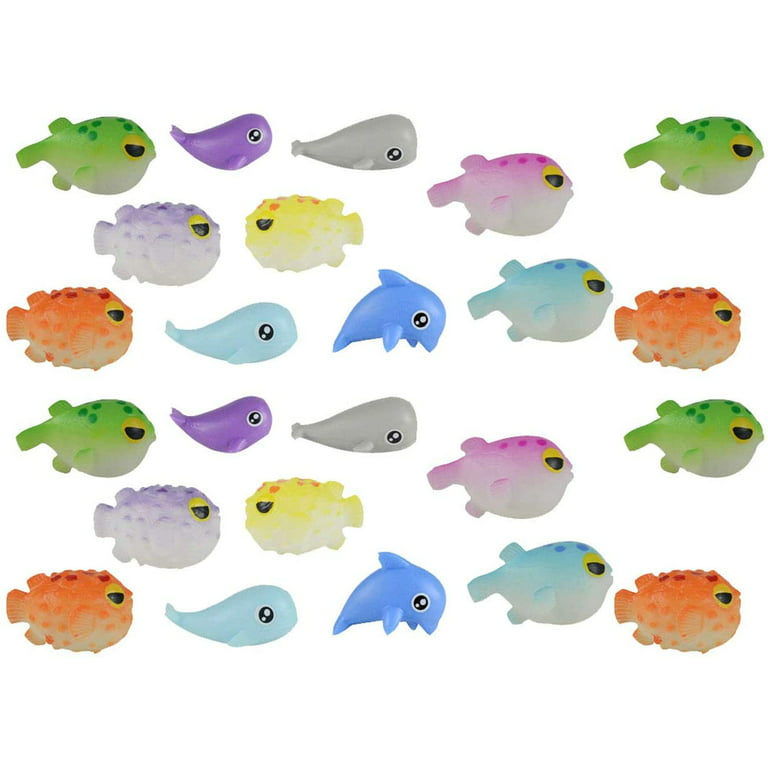 24 Cute Soft Fish Figurines - Adorable Ocean Mini Toys - Easter Egg Filler  - Small Novelty Prize Toy - Party Favors - Gift - Bulk 2 Dozen