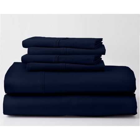 24" DEEP POCKET, 1000-Thread-Count 100% Egyptian Cotton 6 PC Sheet Set |Full, Navy Blue|