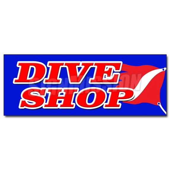 24" DIVE SHOP DECAL sticker diving gear scuba rental sale deep sea lessons