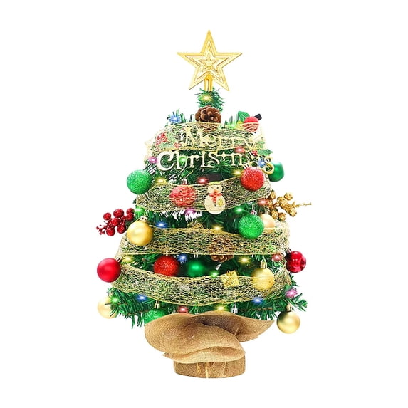 24" DIY Tabletop Mini Pink Christmas Tree with Multi-Color LED Lights, Star Treetop, Decorated Gift Boxes and Hanging Ornaments for DIY Christmas Decoration