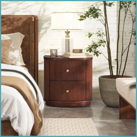 24" Dark Walnut Beech Wood 2-Drawer Coffee Table - Timeless Design with Practical Storage