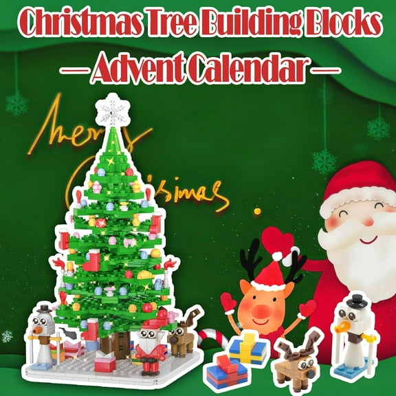 24-Day Advent Calendar Building Blocks - 779 Pieces, 24-in-1 Christmas Tree Set,Perfect gift (without lights)
