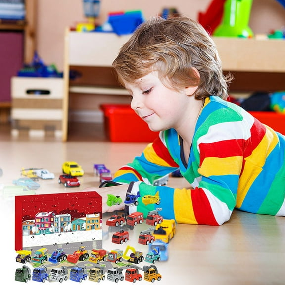 Christmas Countdown Advent Calendar Fire Truck Set for Kids - 24 Day and Surprise Blind Toy for Holiday Celebration