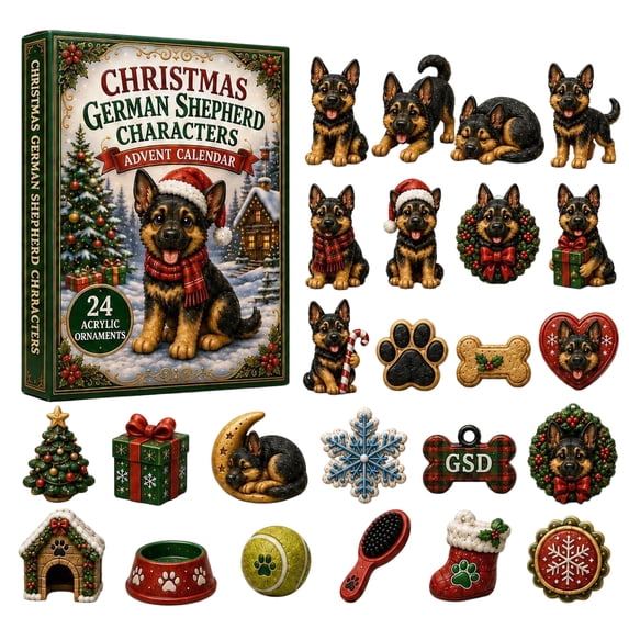 24-Day Animals Advent Calendar , Christmas Countdown Calendar with 24 Pieces 2D Acrylic Cute Ornament, Uniquee Christmas Tree Decorations for Xmas Halloween Animals Lover, Holiday Decor Gift