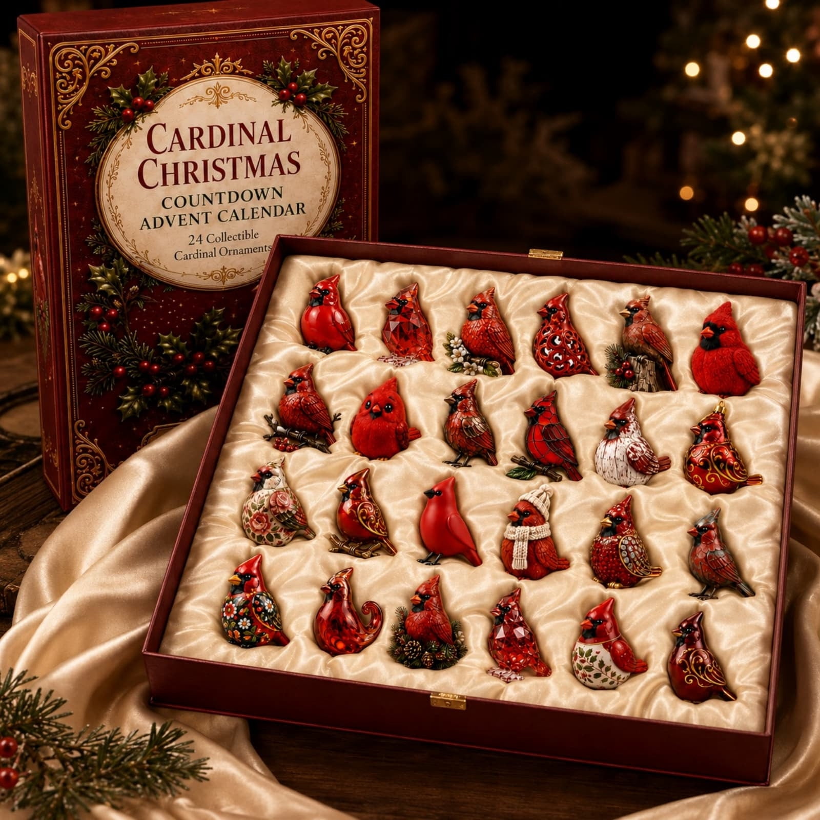 Watch Box Window Display 24-Day Cardinal Advent Calendar, Christmas Countdown Calendar, Daily ...