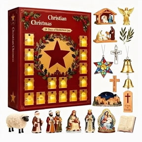 24-Day Christian Nativity Advent Calendar,Religious Christmas Story Figure Countdown Set