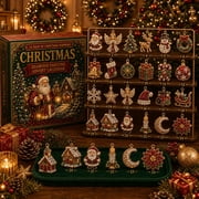 24 Day Christmas Advent Calendar, 2D Flat Acrylic Christmas Tree Ornaments Set, 24 Pcs Holiday Countdown Calendar Decor for Tree Mantel Window, Christmas Gifts
