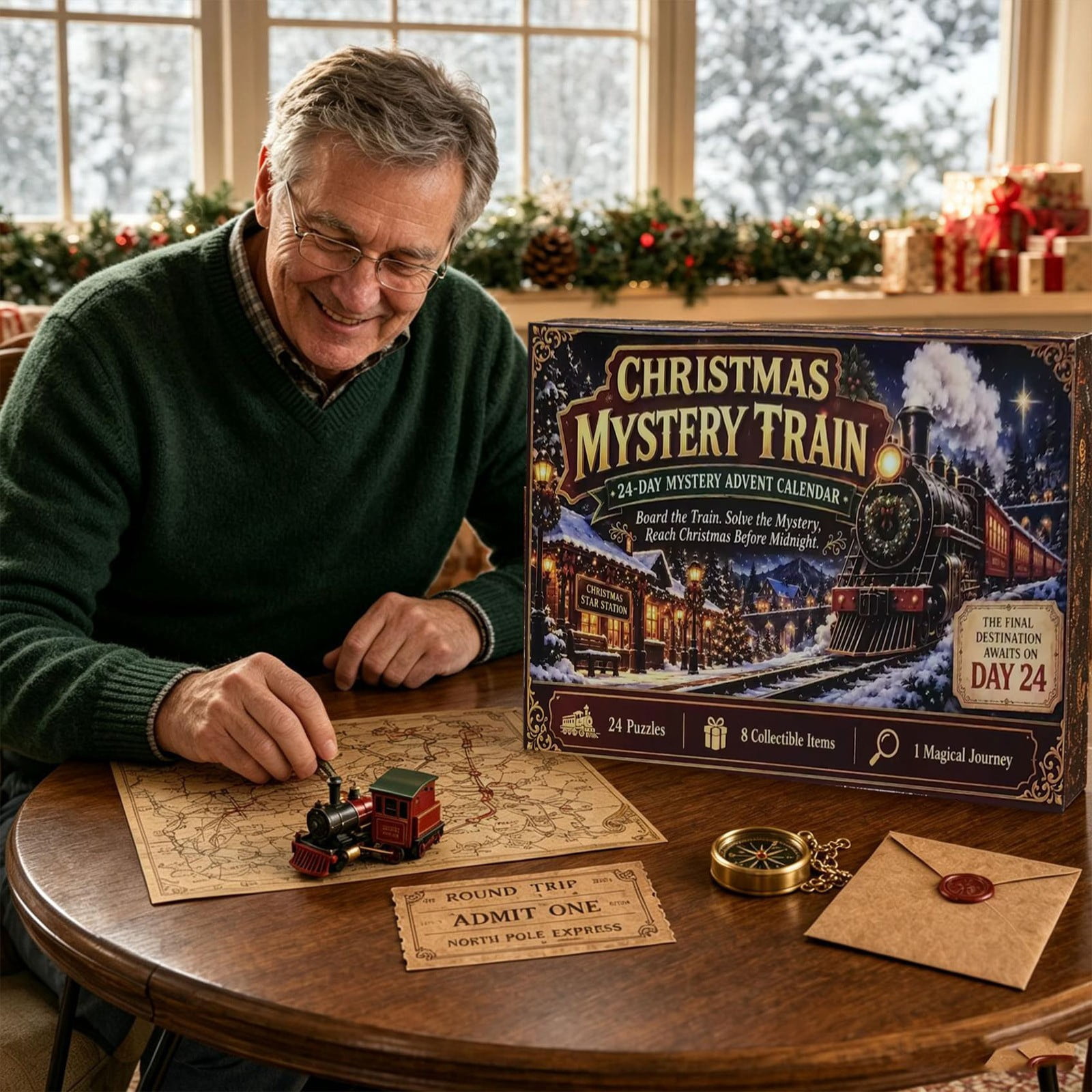 24 Day Christmas Advent Calendar, Mystery Puzzle Box with Daily Clues ...