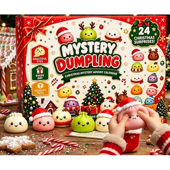 24-Day Christmas Advent Calendar Squishy Toys, Mystery Dumpling Squeeze Fidget Set, Perfect Countdown Holiday Blind Box Gift & Xmas Stocking Stuffers