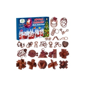 24 Day Christmas Brain Teaser Countdown Advent Calendar 2026, 24Pcs Metal and Wooden Puzzle Blind Box for Holiday Fun, Gift for Puzzle Enthusiasts