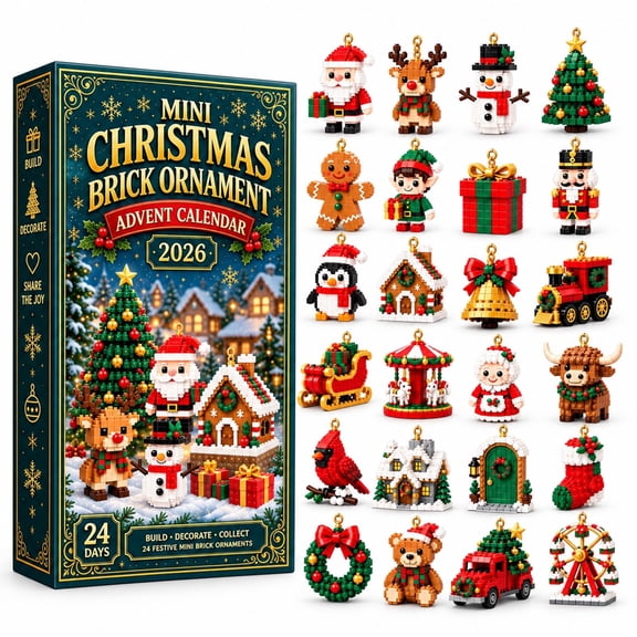 24-Day Christmas Brick Ornament Advent Calendar, 24 Mini Builds