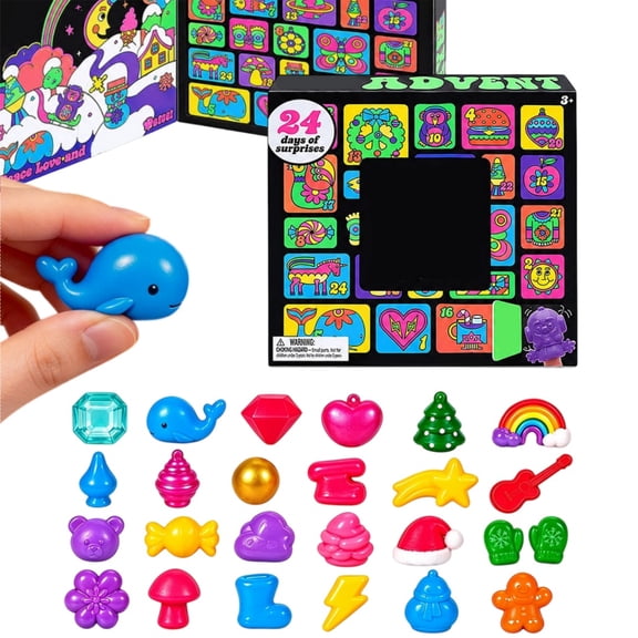 24 Day Christmas Countdown Advent Calendar, Cute Mini Squish Squeeze Fidget Toys, Christmas Party Favor Stocking Stuffer Collectible Gift Set