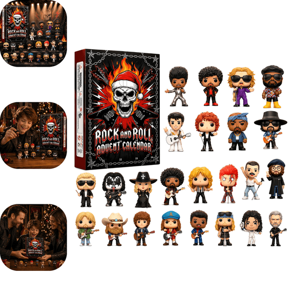 24 Day Christmas Countdown Advent Calendar Rock and Roll Metal Music 2026 Rock Band Mini Figurines Classic Rock Star Vinyl Figurines Holiday Decor