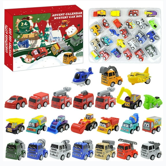 24 Day Construction Vehicle Christmas Countdown Advent Calendar With Excavator Toy Cars Holiday Gift Set