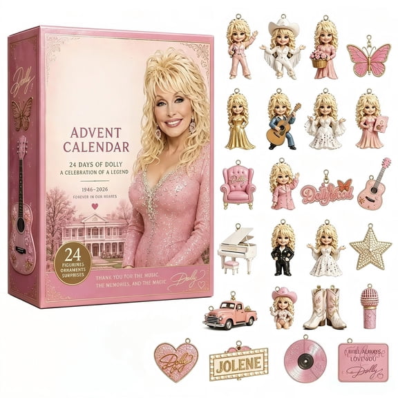 24-Day Dolly Christmas Advent Calendar 2026, Christmas Countdown Box with 24 Mini Collectible Hanging Ornaments, Holiday Surprise Blind Box Gift for Music Lovers