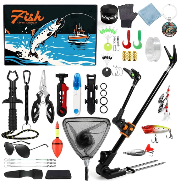 24-Day Fishing Advent Calendar - Ultimate Fishing Tools Kit for Men & Teen Boys, Countdown to Christmas with Daily Surprises