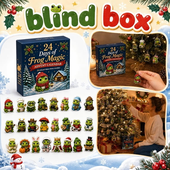 24-Day Frog Advent Calendar , Christmas Countdown Calendar with 24 Pieces 2D Acrylic Cute Ornament, Christmas Tree Decorations for Xmas , Holiday Decor Gift