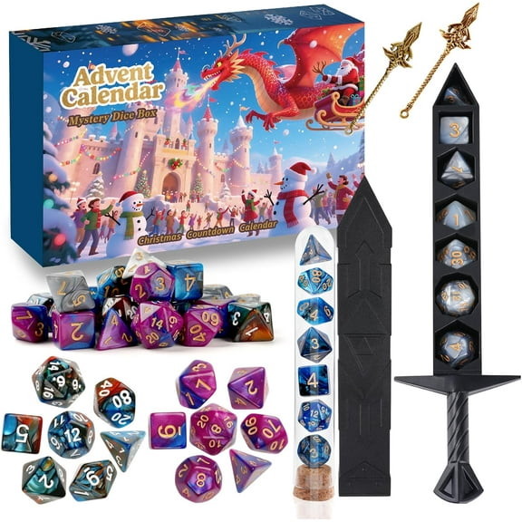 24-Day Fun & Mystery Christmas Advent Calendar D&D Toys Set, Dungeons and Dragons RPG, MTG, Role Playing Table Game Fans, Perfect for Christmas Surprise Countdown Gifts