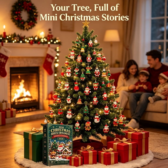 24-Day Mini Christmas Brick Ornament Advent Calendar 2026,3D Buildable Holiday Characters & Hanging Ornaments,Family Creative Christmas Activity,Perfect for Familys & Friends